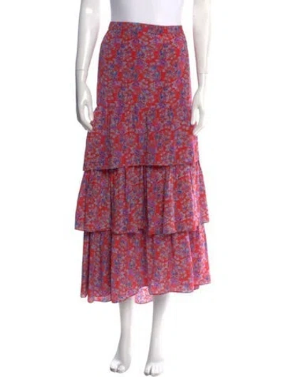 Pre-owned Figue Silk Midi Length Skirt In Red