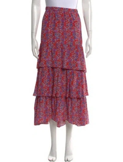 Pre-owned Figue Silk Midi Length Skirt In Red