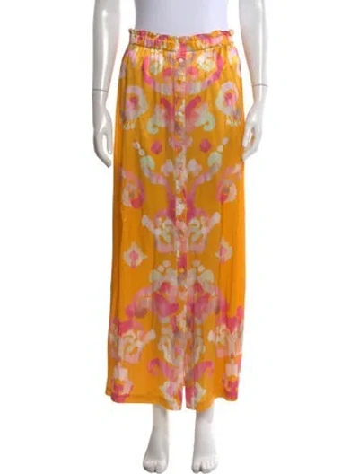 Pre-owned Figue Silk Midi Length Skirt In Yellow