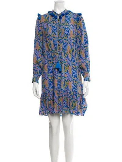 Pre-owned Figue Silk Mini Dress In Blue