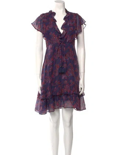 Pre-owned Figue Silk Mini Dress In Blue