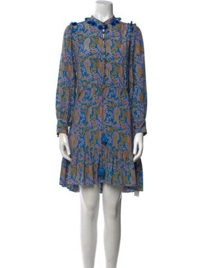 Pre-owned Figue Silk Mini Dress In Blue