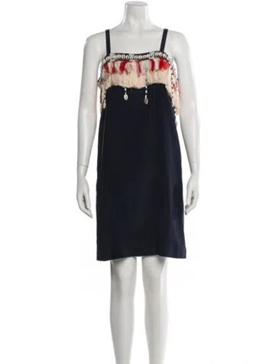 Pre-owned Figue Silk Mini Dress In Blue