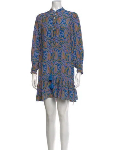 Pre-owned Figue Silk Mini Dress In Blue