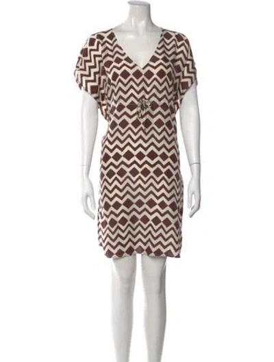 Pre-owned Figue Silk Mini Dress In Brown