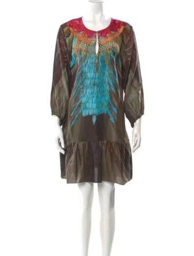 Pre-owned Figue Silk Mini Dress In Brown