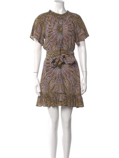 Pre-owned Figue Silk Mini Dress In Brown