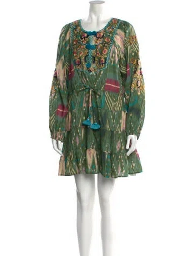 Pre-owned Figue Silk Mini Dress In Green