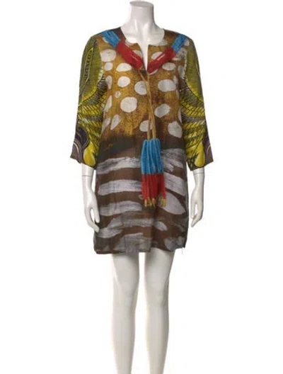 Pre-owned Figue Silk Mini Dress In Multi