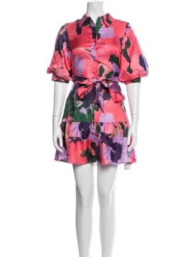 Pre-owned Figue Silk Mini Dress In Multicolor