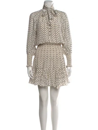 Pre-owned Figue Silk Mini Dress In Neutral