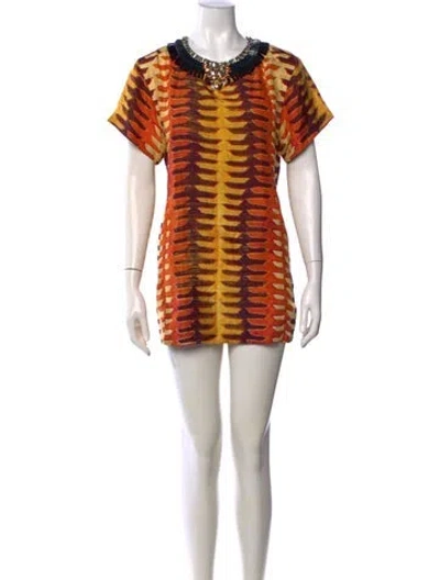 Pre-owned Figue Silk Mini Dress In Yellow