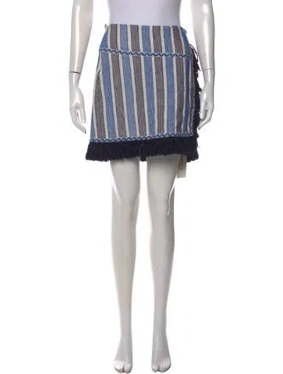 Pre-owned Figue Silk Mini Skirt In Blue/white