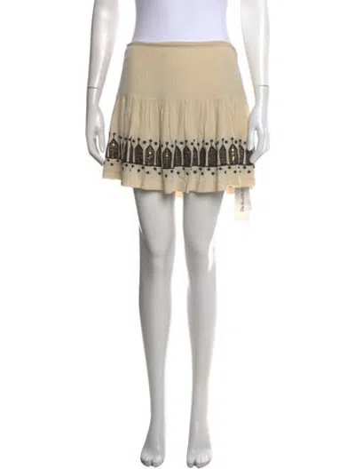 Pre-owned Figue Silk Mini Skirt In Neutrals