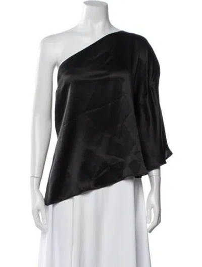 Pre-owned Figue Silk One-shoulder Top In Black