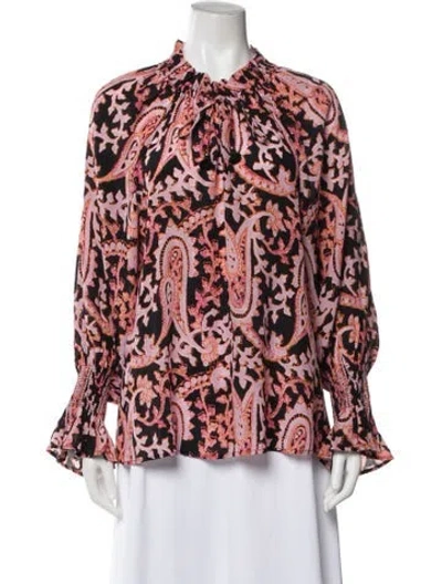 Pre-owned Figue Silk Paisley Print Blouse In Pink