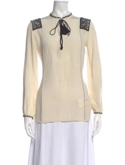 Pre-owned Figue Silk Patterned Blouse In Neutral