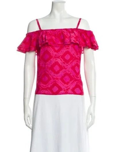 Pre-owned Figue Silk Patterned Blouse In Pink