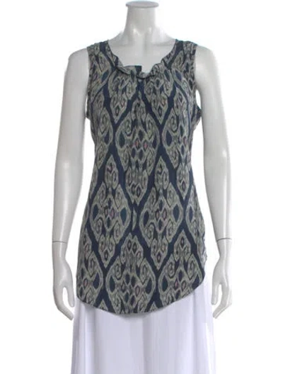 Pre-owned Figue Silk Patterned Top In Blue