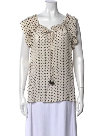 Pre-owned Figue Silk Polka Dot Print Blouse In Neutral
