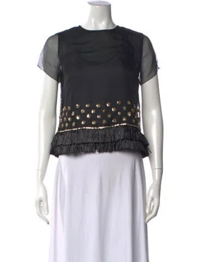 Pre-owned Figue Silk Polka Dot Print Top W/ Tags In Black