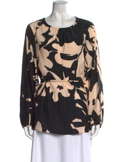 Pre-owned Figue Silk Printed Blouse In Black