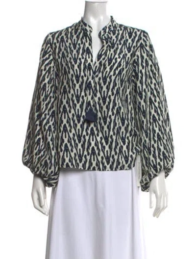 Pre-owned Figue Silk Printed Blouse In Blue