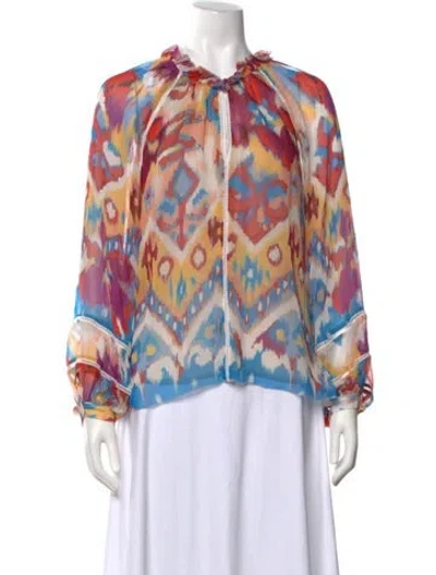 Pre-owned Figue Silk Printed Blouse In Multicolor