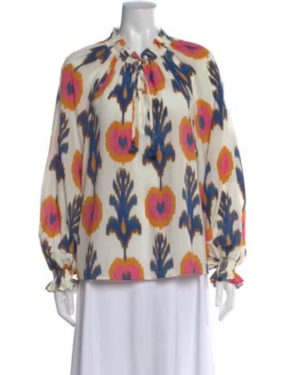 Pre-owned Figue Silk Printed Blouse In Neutral