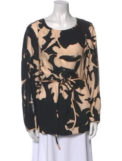 Pre-owned Figue Silk Printed Blouse W/ Tags In Black