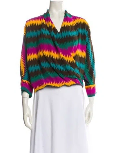 Pre-owned Figue Silk Printed Crop Top W/ Tags In White