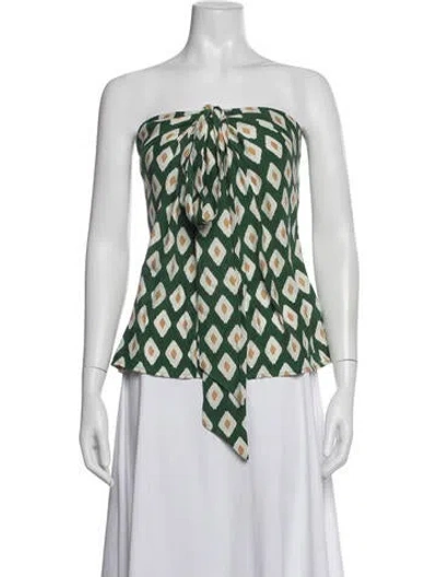 Pre-owned Figue Silk Printed Top In Blue