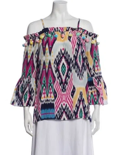 Pre-owned Figue Silk Printed Top In Multi