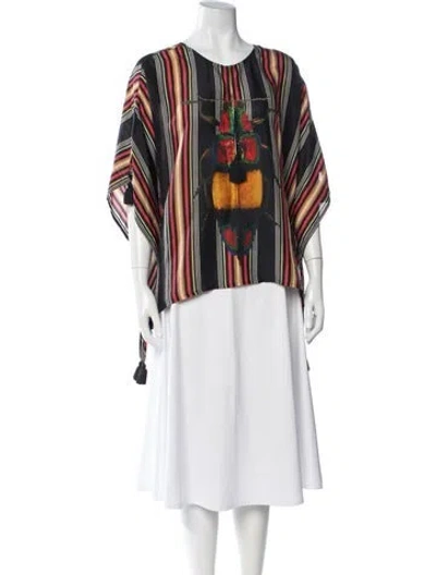 Pre-owned Figue Silk Striped Top In Black/red