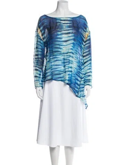 Pre-owned Figue Silk Tie-dye Print Top In Multi