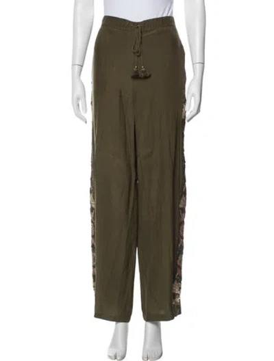 Pre-owned Figue Silk Wide Leg Pants In Green