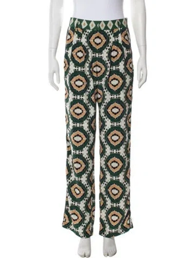 Pre-owned Figue Silk Wide Leg Pants In Green