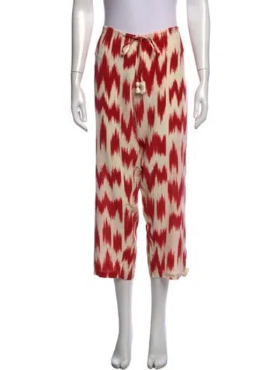Pre-owned Figue Silk Wide Leg Pants In Neutrals/red
