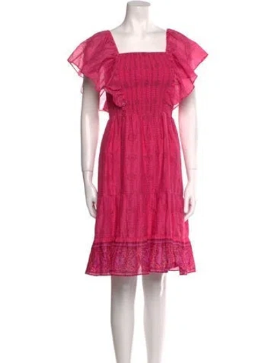 Pre-owned Figue Square Neckline Knee-length Dress In Pink