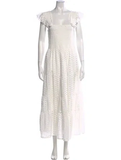 Pre-owned Figue Square Neckline Long Dress In White
