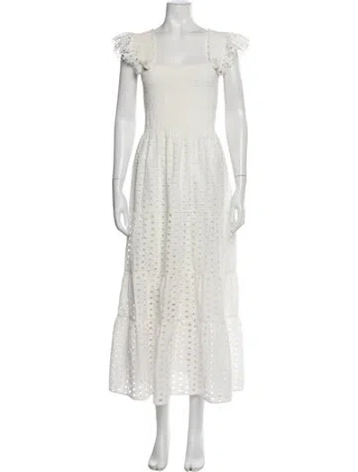 Pre-owned Figue Square Neckline Long Dress In White