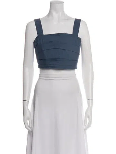 Pre-owned Figue Square Neckline Sleeveless Crop Top In Blue