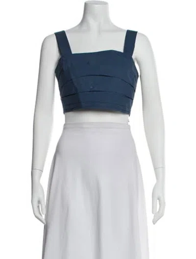 Pre-owned Figue Square Neckline Sleeveless Crop Top In Blue/white