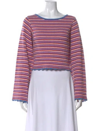 Pre-owned Figue Striped Bateau Neckline Sweater In Pink