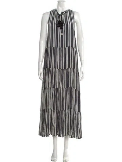 Pre-owned Figue Striped Long Dress In Blue