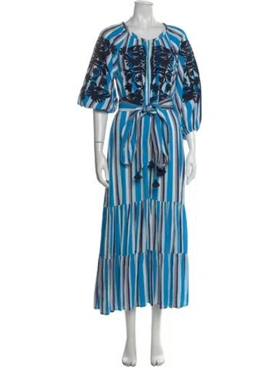 Pre-owned Figue Striped Long Dress In Blue