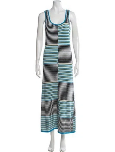 Pre-owned Figue Striped Long Dress In Blue