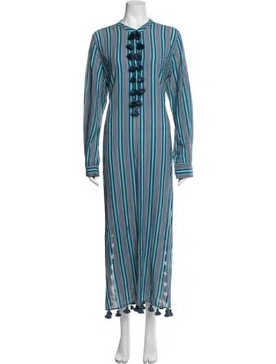 Pre-owned Figue Striped Long Dress In Blue