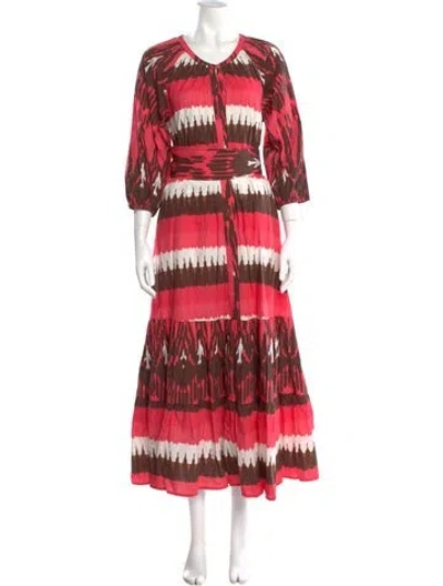 Pre-owned Figue Striped Long Dress In Pink