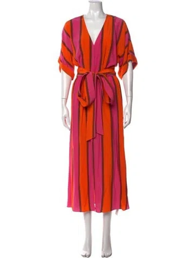 Pre-owned Figue Striped Long Dress In Pink